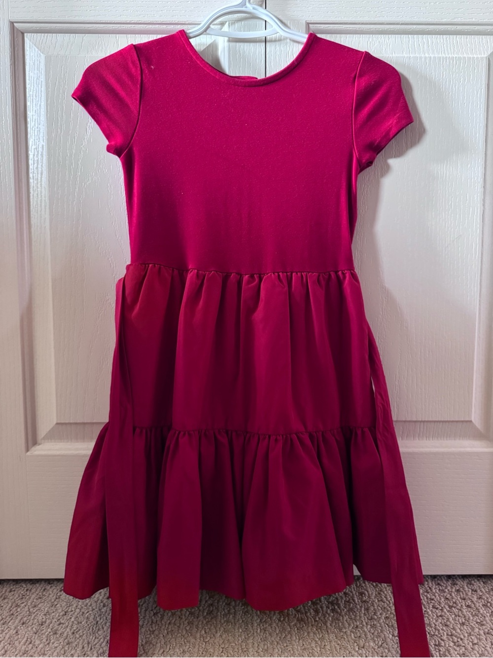 Polo Ralph Lauren Girls' Red Tiered Short-Sleeve Dress - size M